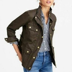 J. Crew Relaxed Boyfriend Field Jacket Moss Brown Size M